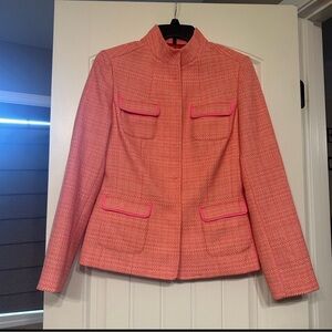 Tahari Coral Tweed Blazer with Pink Accents